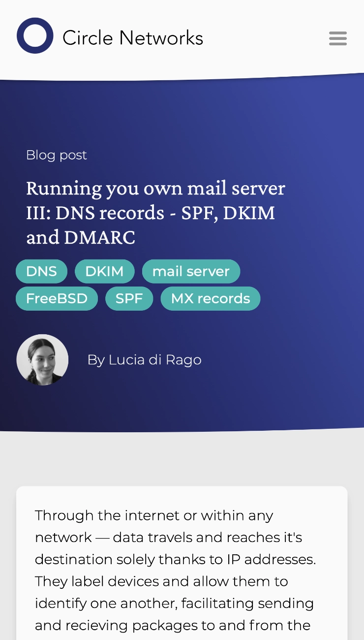 Running you own mail server III: DNS records — SPF, DKIM and DMARC