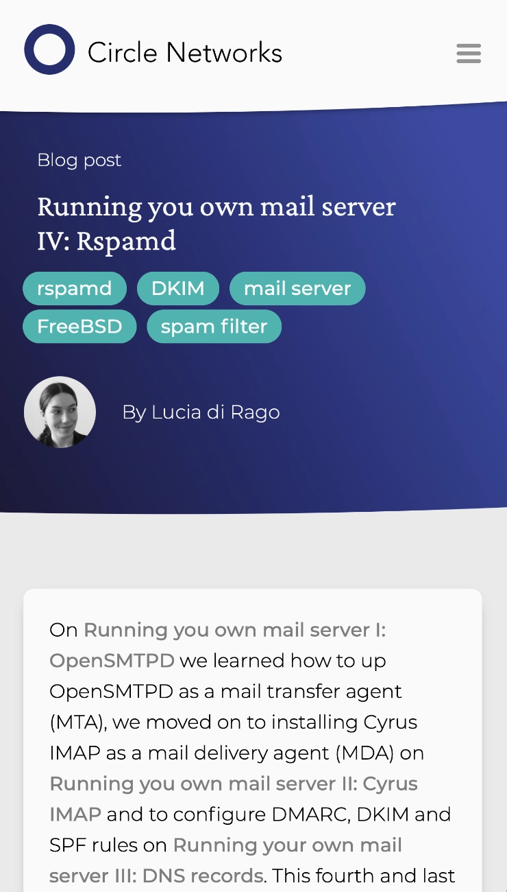 Running you own mail server IV: Rspamd